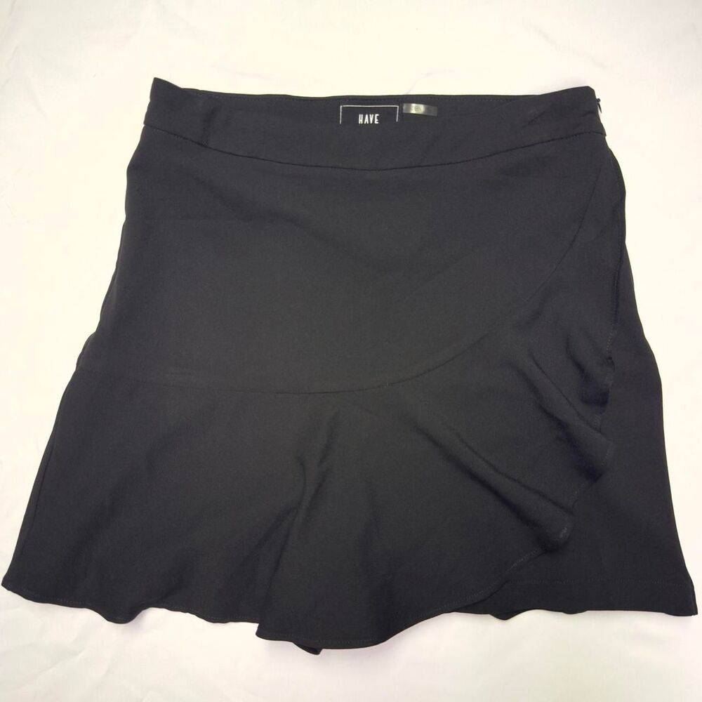 black asymmetrical HAVE brand mini ruffle skort size small